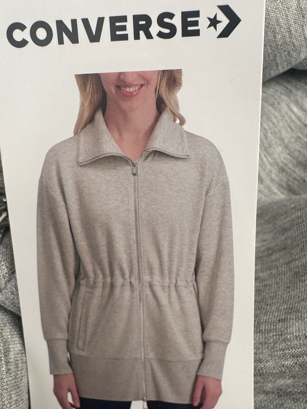 Converse Women's Light Heather Gray Zip-Up Utility Jacket
